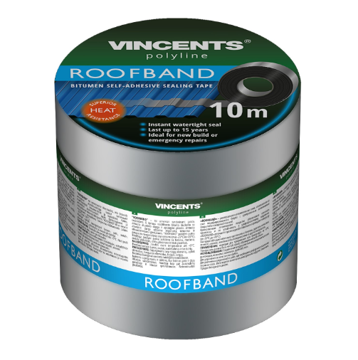 ROOFBAND. Vincents Polyline. Pašlīmējošas bitumena lenta 100mm x 10m brūna 